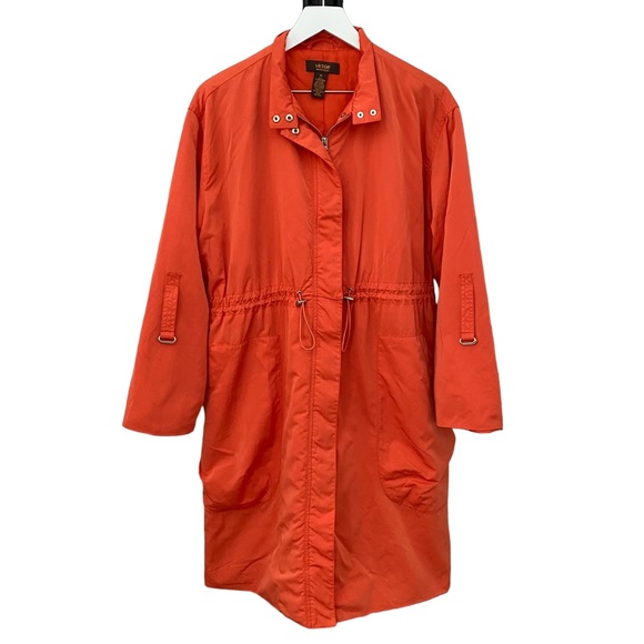 Victor by Victor Alfaro Orange Zipper All-Weather Trench Rain Coat Size Medium - Picture 1 of 12